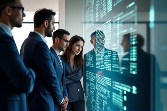 多様なチームが協力してAI戦略を練っている様子